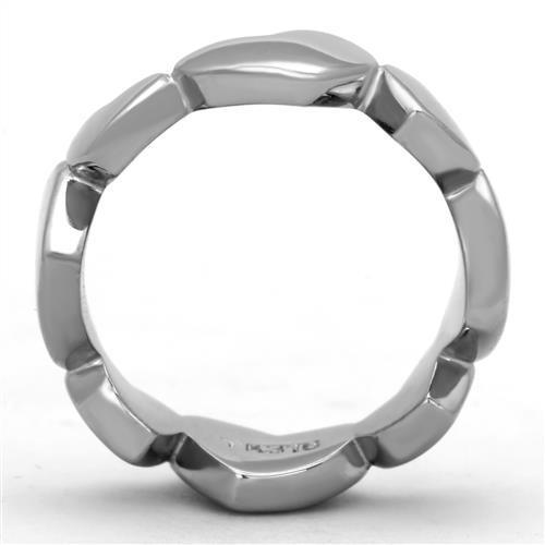 TK1433 High Polished Stainless Steel Ring with a sleek, shiny finish, showcasing a minimalist design without any stones.