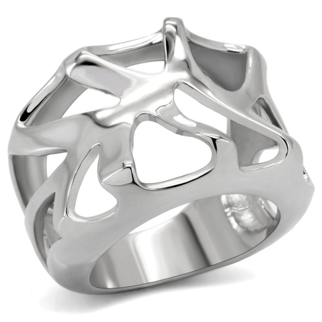 TK146 High Polished Stainless Steel Ring with a sleek, shiny finish, showcasing its minimalist design without any stones.