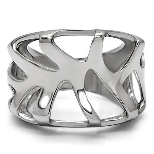 TK146 High Polished Stainless Steel Ring with a sleek, shiny finish, showcasing its minimalist design without any stones.