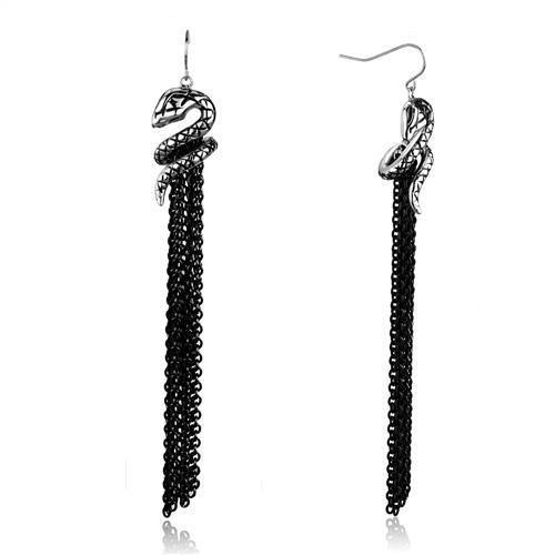 TK1479 Two-Tone IP Black Stainless Steel Earrings, showcasing a sleek design without stones, perfect for modern minimalist style.
