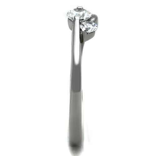 TK1544 High Polished Stainless Steel Ring featuring a clear AAA Grade CZ stone, showcasing a sleek and modern design.