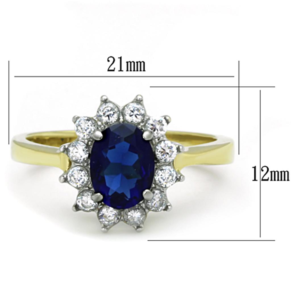 TK1570 Two-Tone IP Gold Stainless Steel Ring featuring a synthetic glass center stone in Montana color.