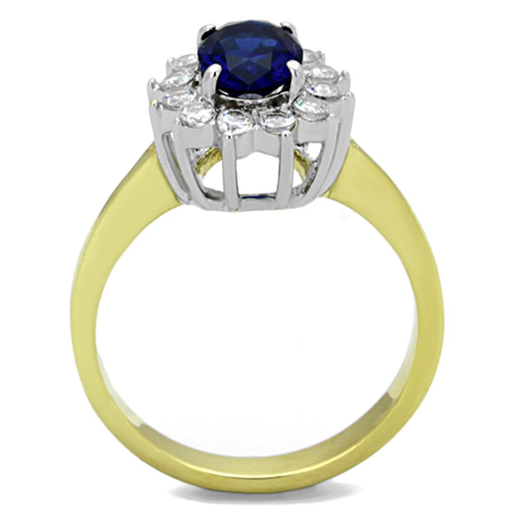 TK1570 Two-Tone IP Gold Stainless Steel Ring featuring a synthetic glass center stone in Montana color.