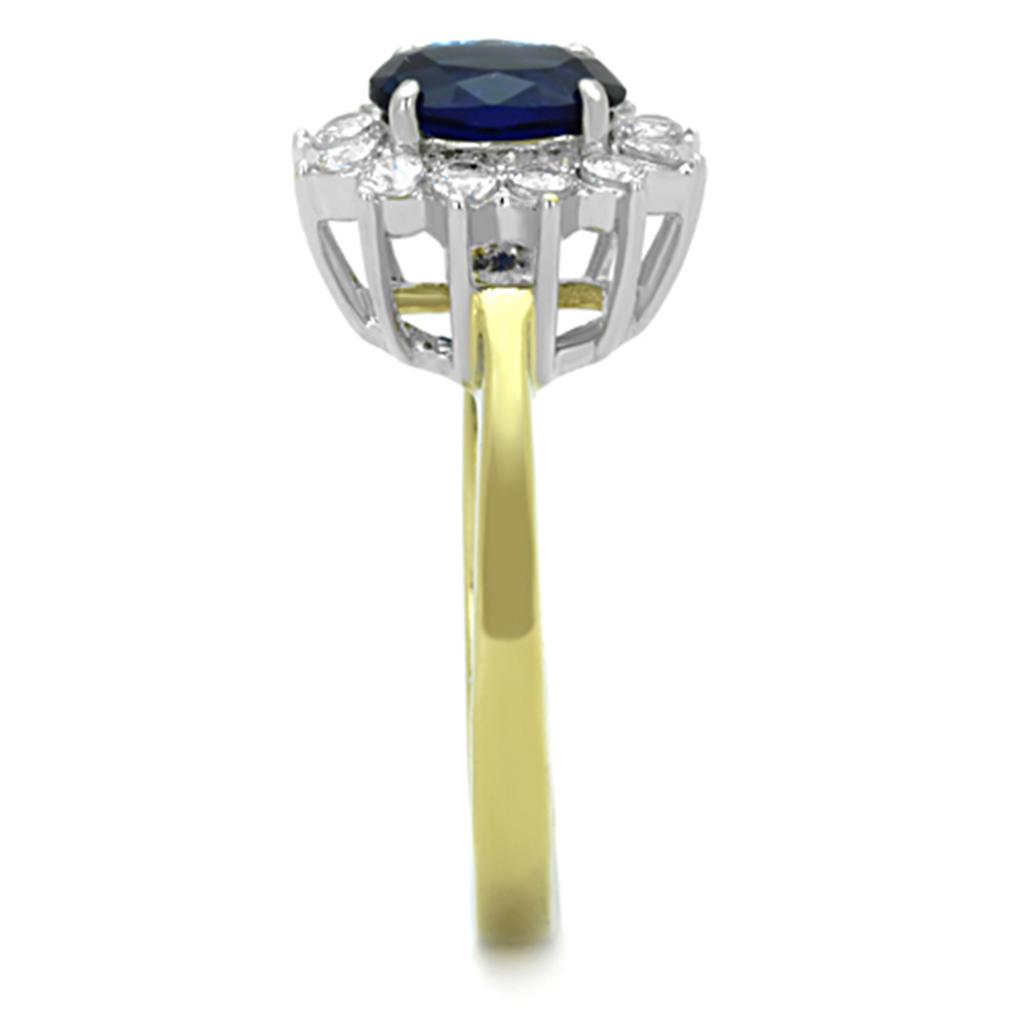 TK1570 Two-Tone IP Gold Stainless Steel Ring featuring a synthetic glass center stone in Montana color.