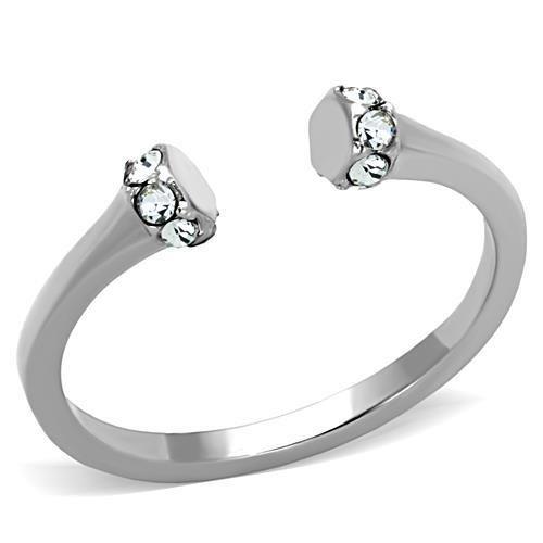 TK1580 High Polished Stainless Steel Ring featuring a clear top-grade crystal, showcasing a sleek and modern design.
