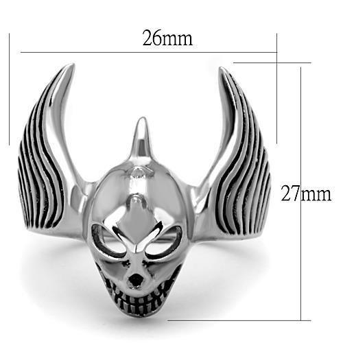 TK1599 High Polished Stainless Steel Ring featuring a jet black epoxy center stone, showcasing a sleek and elegant design.