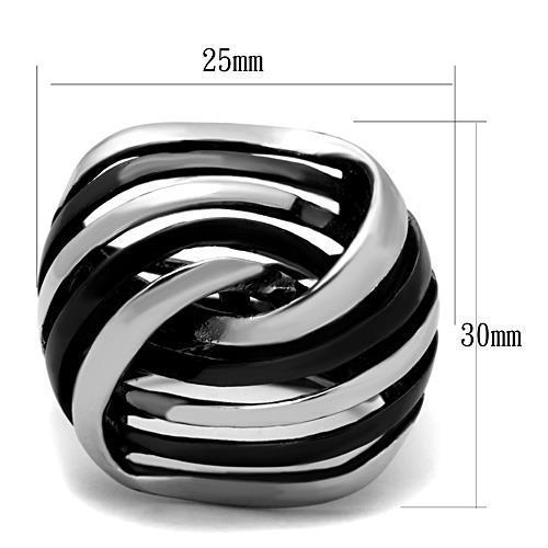 TK1660 Two-Tone IP Black Stainless Steel Ring, featuring a sleek design with no stone, perfect for modern style.