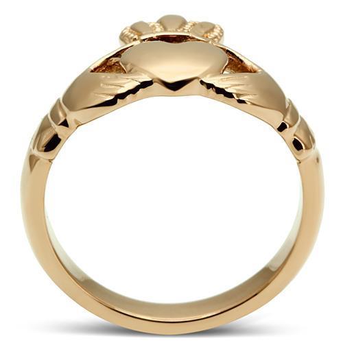 TK160R IP Rose Gold Stainless Steel Ring with a sleek, minimalist design and no stone, showcasing its elegant finish.
