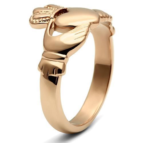 TK160R IP Rose Gold Stainless Steel Ring with a sleek, minimalist design and no stone, showcasing its elegant finish.