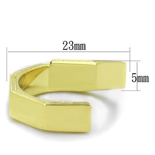 TK1629 IP Gold Stainless Steel Ring with a sleek design and no stone, showcasing its luxurious finish and lightweight structure.
