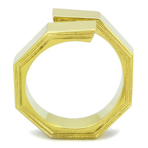 TK1629 IP Gold Stainless Steel Ring with a sleek design and no stone, showcasing its luxurious finish and lightweight structure.