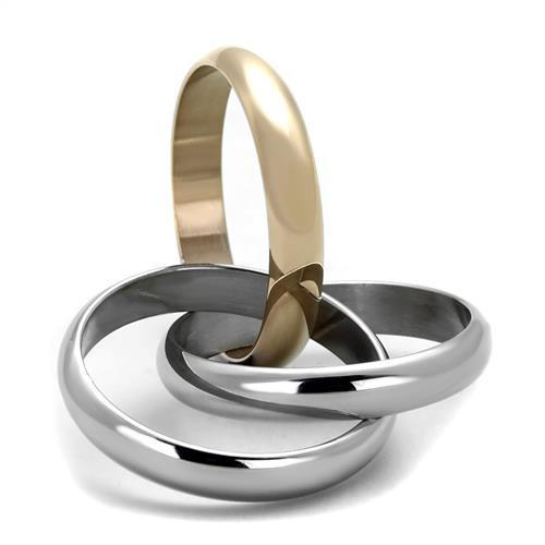 TK1670 Two-Tone IP Rose Gold Stainless Steel Ring, showcasing a sleek design with a modern finish, perfect for any occasion.