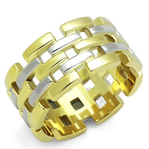 TK1705 Two-Tone IP Gold Stainless Steel Ring showcasing its elegant design and durable finish.
