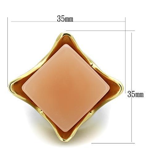 TK1730 IP Gold Stainless Steel Ring featuring a light rose synthetic stone, showcasing a luxurious design and durable material.