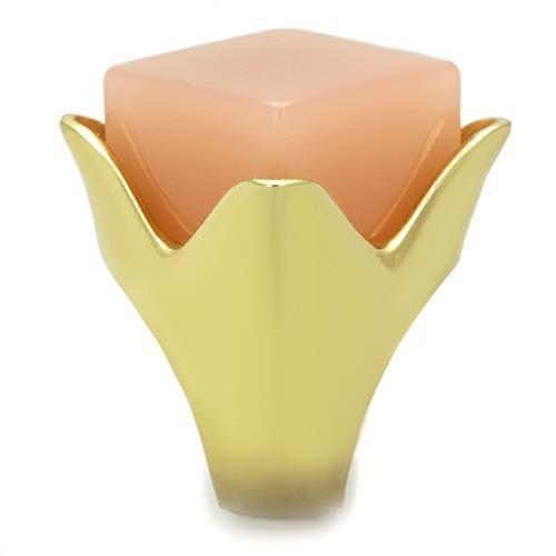 TK1730 IP Gold Stainless Steel Ring featuring a light rose synthetic stone, showcasing a luxurious design and durable material.