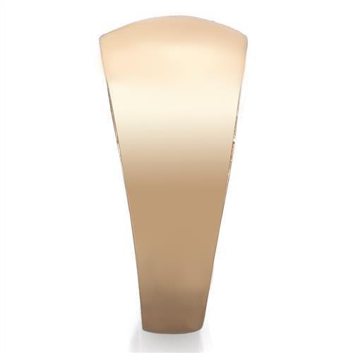 TK1798 IP Rose Gold Stainless Steel Ring featuring a clear top-grade crystal centerpiece, showcasing elegance and durability.