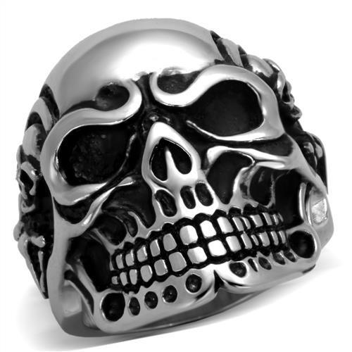 TK1828 High Polished Stainless Steel Ring with a sleek, shiny finish, showcasing its minimalist design without any stones.