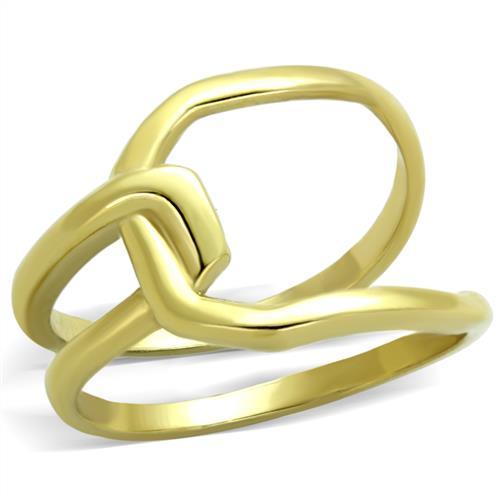 TK1883 IP Gold Stainless Steel Ring with a sleek, minimalist design, featuring a shiny gold finish and no center stone.