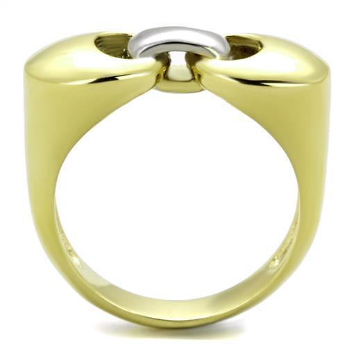 TK1915 Two-Tone IP Gold Stainless Steel Ring, showcasing a sleek design with a polished finish, perfect for everyday wear.