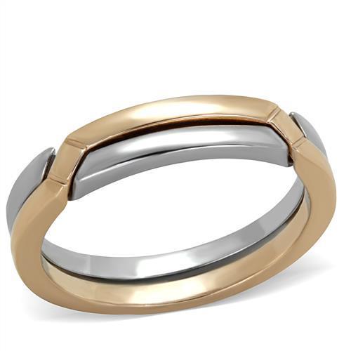 TK2031 Two-Tone IP Rose Gold Stainless Steel Ring, showcasing its elegant design and polished finish.