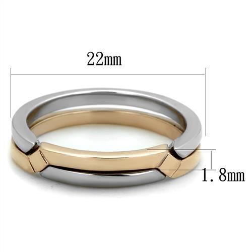 TK2031 Two-Tone IP Rose Gold Stainless Steel Ring, showcasing its elegant design and polished finish.