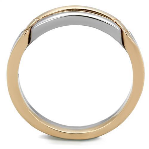 TK2031 Two-Tone IP Rose Gold Stainless Steel Ring, showcasing its elegant design and polished finish.