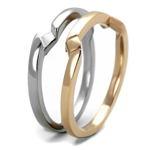 TK2031 Two-Tone IP Rose Gold Stainless Steel Ring, showcasing its elegant design and polished finish.