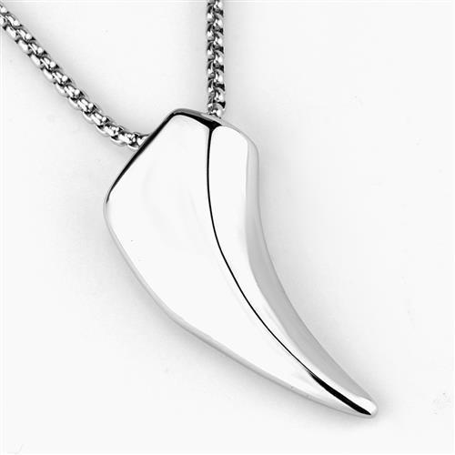 TK2006 High Polished Stainless Steel Necklace with a sleek design, showcasing its shiny surface and minimalist style.
