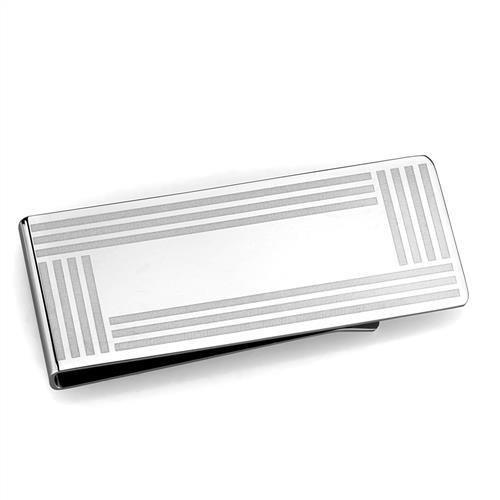 TK2078 High Polished Stainless Steel Money Clip showcasing its sleek design and shiny finish.