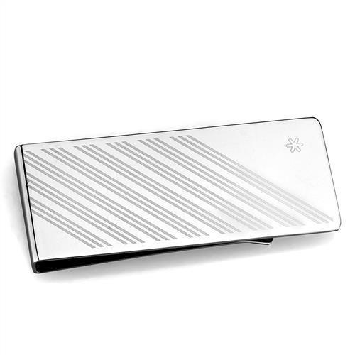 TK2079 High Polished Stainless Steel Money Clip showcasing its sleek design and shiny finish.