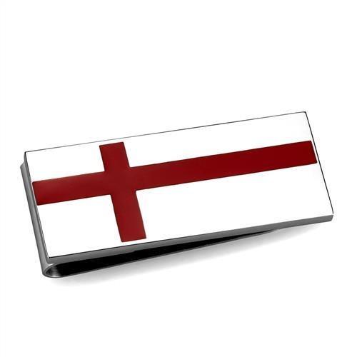 High polished stainless steel money clip with sleek design, ideal for secure cash storage.