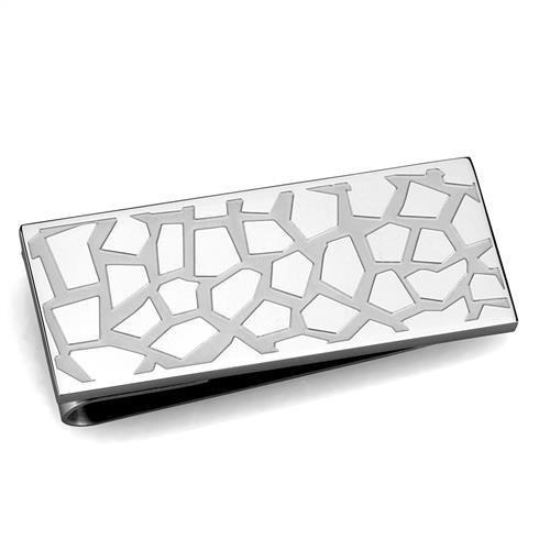 TK2092 High Polished Stainless Steel Money Clip showcasing its sleek design and shiny finish.