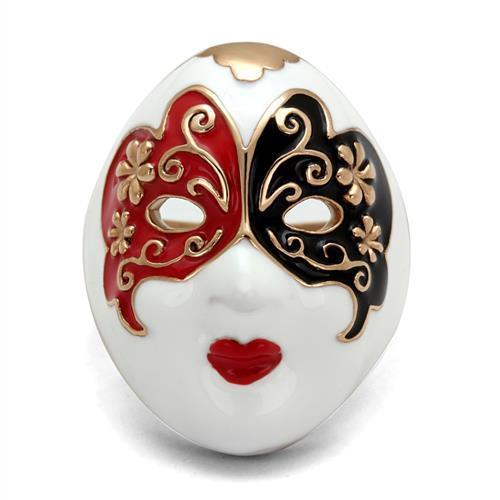 TK2142 IP Rose Gold Stainless Steel Ring featuring a multi-color epoxy center stone, showcasing elegance and durability.