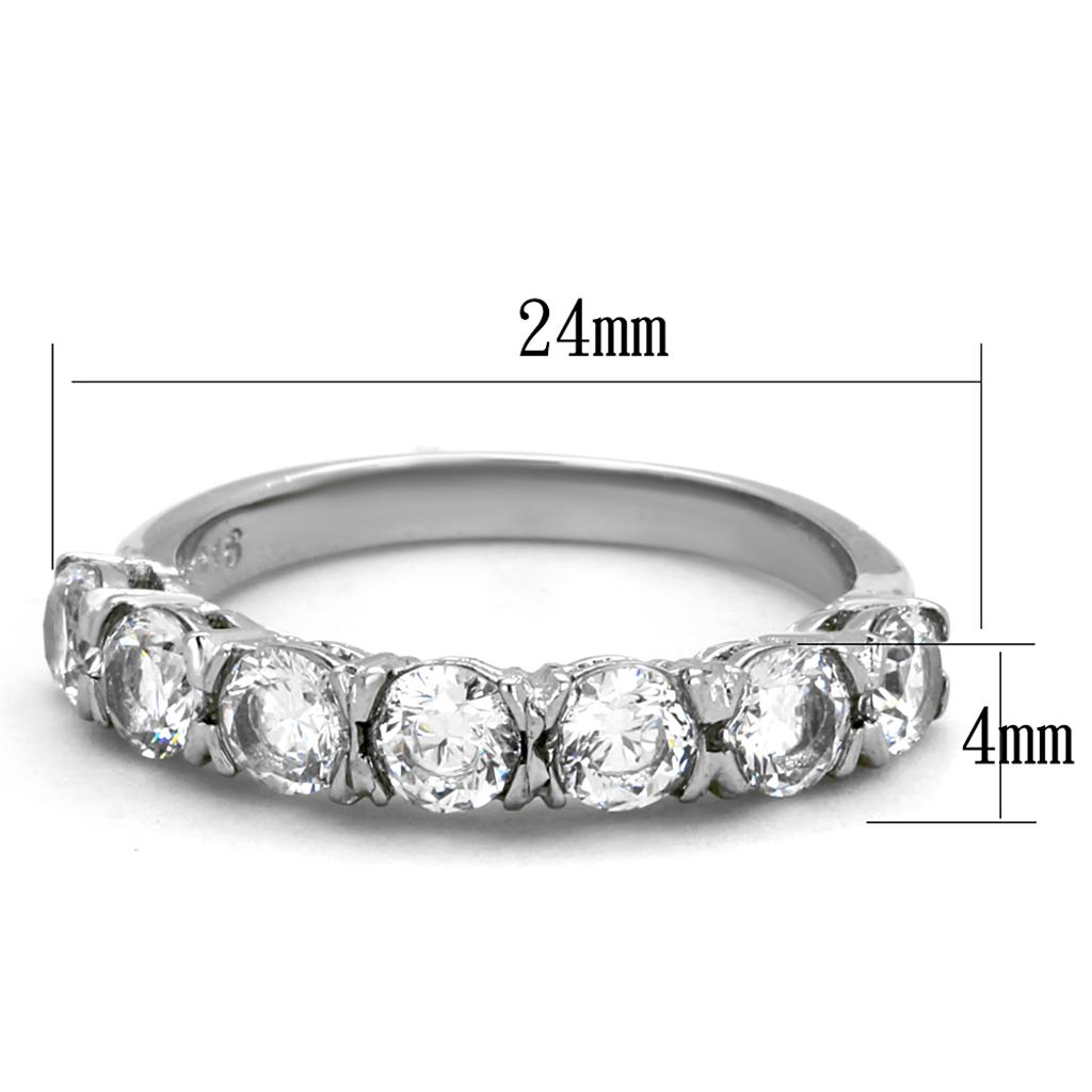 TK2182 High Polished Stainless Steel Ring featuring a clear AAA grade CZ stone, showcasing its elegant design and shiny finish.