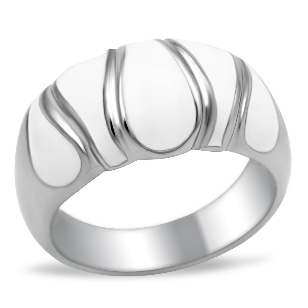 TK230 High Polished Stainless Steel Ring with a sleek, shiny finish, showcasing its minimalist design without any stones.