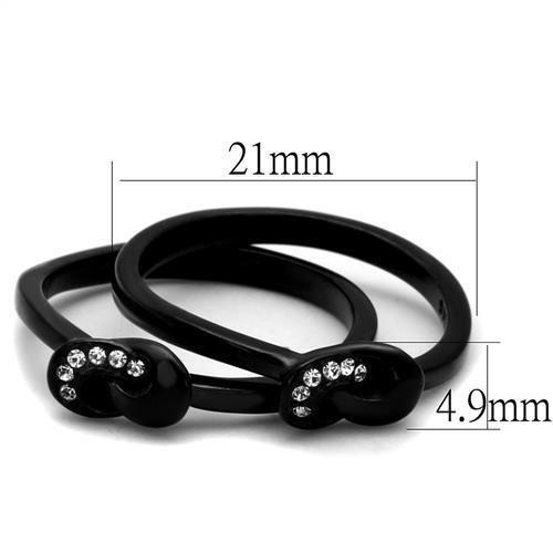 TK2300 IP Black Stainless Steel Ring featuring a clear top-grade crystal, showcasing a sleek and modern design.