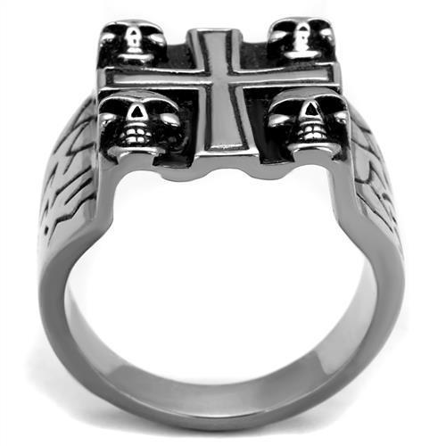 TK2316 High Polished Stainless Steel Ring featuring a jet black epoxy center stone, showcasing a sleek and modern design.