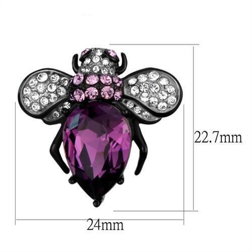 TK2385 Two-Tone IP Black Stainless Steel Earrings featuring Amethyst crystals, showcasing a modern and elegant design.
