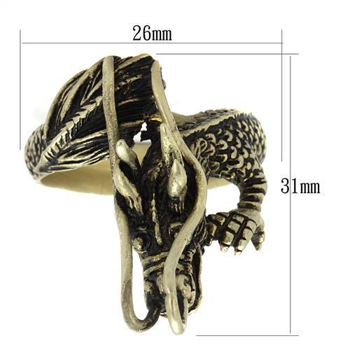 Brass dragon ring with measurements