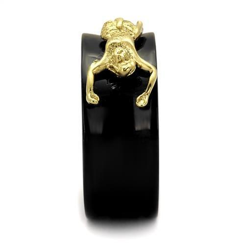 TK2240 IP Gold+ IP Black Stainless Steel Ring showcasing a sleek design with ion plating finish.