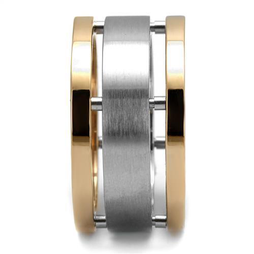 TK2402 Two-Tone IP Rose Gold Stainless Steel Ring, showcasing a sleek design without a center stone.