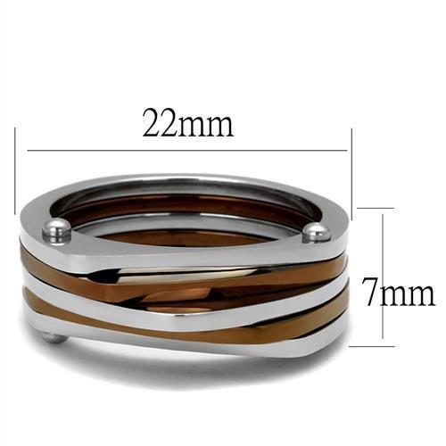 TK2404 Two Tone IP Light Brown Stainless Steel Ring showcasing its elegant design and two-tone finish.