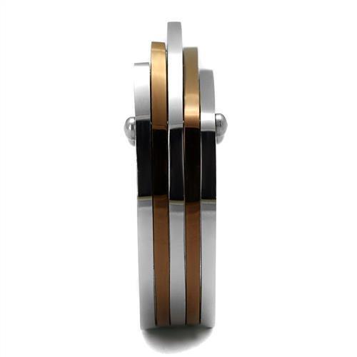 TK2404 Two Tone IP Light Brown Stainless Steel Ring showcasing its elegant design and two-tone finish.