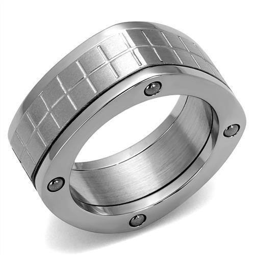 TK2405 High Polished Stainless Steel Ring with a sleek, shiny finish and no stone, showcasing its minimalist design.