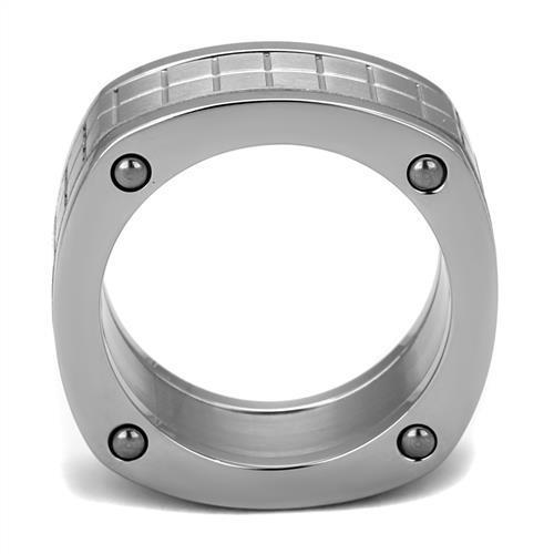 TK2405 High Polished Stainless Steel Ring with a sleek, shiny finish and no stone, showcasing its minimalist design.