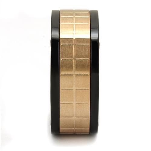 TK2406 Three Tone Ring featuring IP Rose Gold, IP Black, and High Polished finishes, showcasing a modern and elegant design.