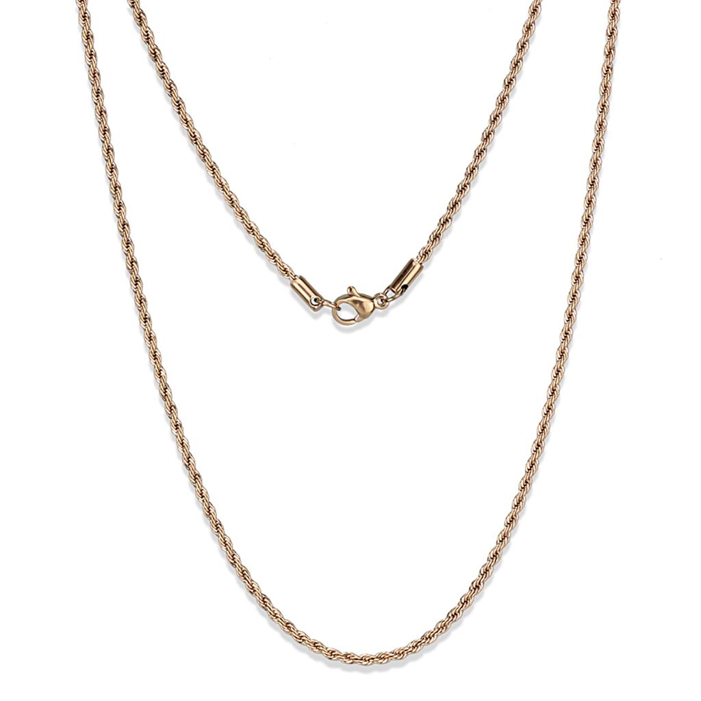 TK2426R IP Rose Gold Stainless Steel Chain, showcasing its elegant design and lightweight structure.