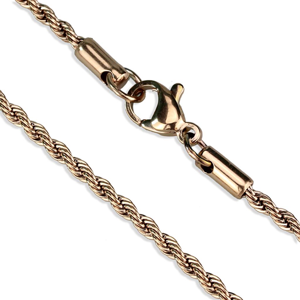 TK2426R IP Rose Gold Stainless Steel Chain, showcasing its elegant design and lightweight structure.