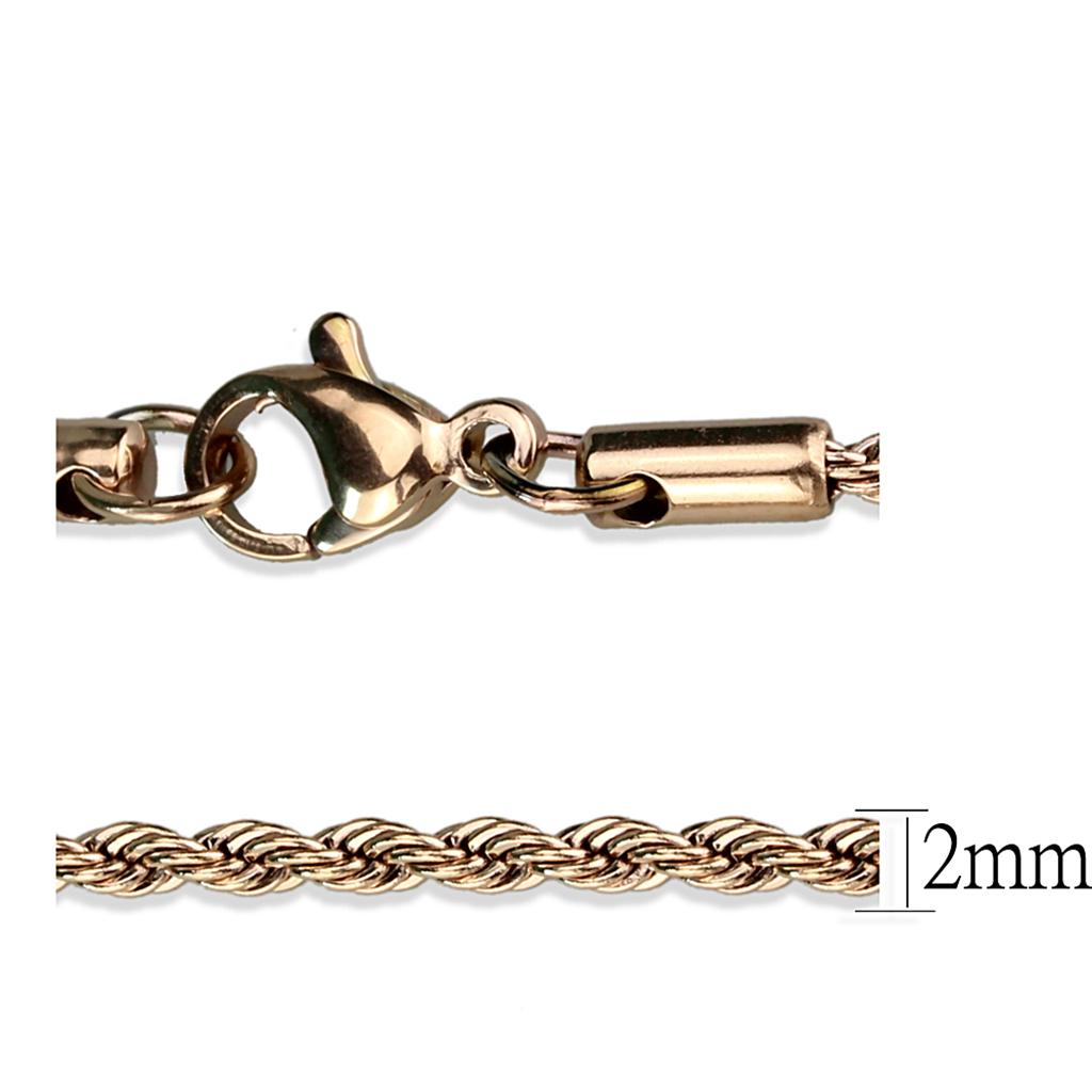 TK2426R IP Rose Gold Stainless Steel Chain, showcasing its elegant design and lightweight structure.