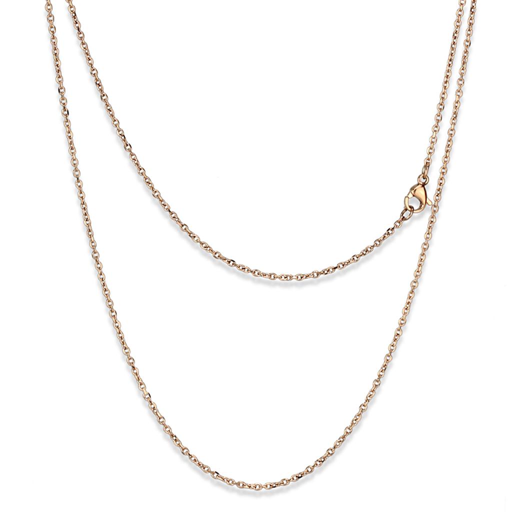 TK2422R IP Rose Gold Stainless Steel Chain, showcasing its elegant design and lightweight structure.